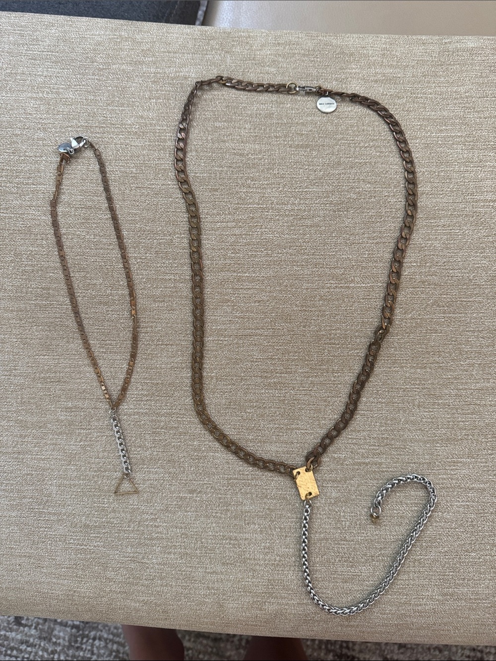 Gina Carmen Necklaces. Bronze and silver